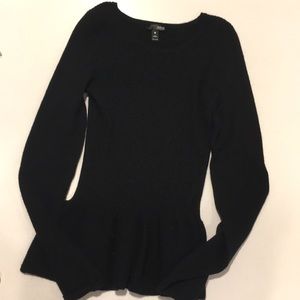 Black aqua cashmere peplum sweater